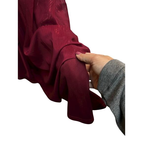 Ever Pretty Metallic Fabric V-Neck A-Line Wedding Guest Dress Ruffled Hem Large - Picture 7 of 10